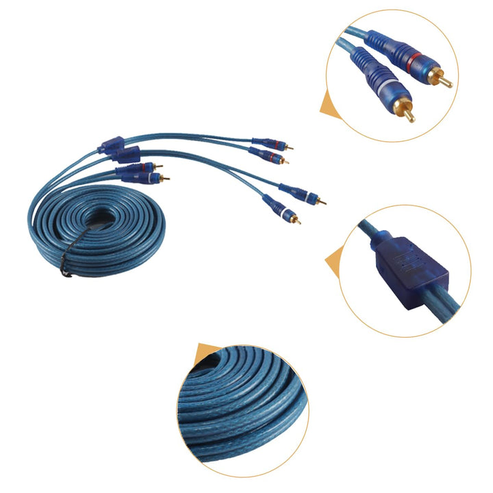 4-Kanal-Cinch-Auto-Audio-Verbindungskabel, 2-auf-4-Kanal-Y-Splitter-Adapter, Twisted-Pair-Kabel, OFC
