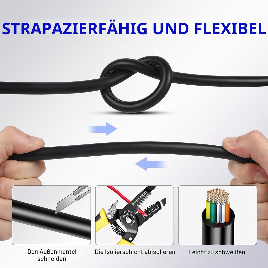 AOHEWEI 13 adriges Kabel für Anhänger 20m Abschleppseil 13 adriges Anhängerkabel schwarz für Wohnwag