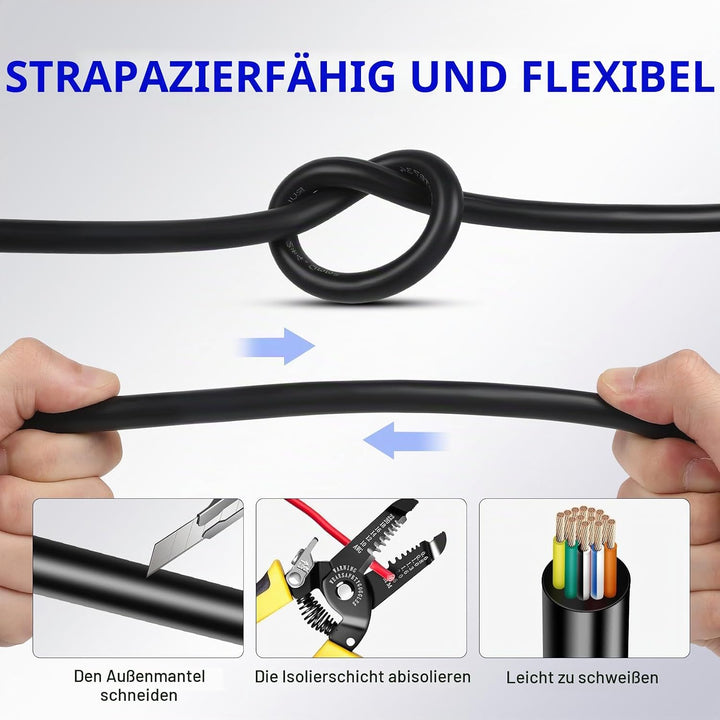 AOHEWEI 13 adriges Kabel für Anhänger 5m Abschleppseil 13 adriges Anhängerkabel schwarz für Wohnwage