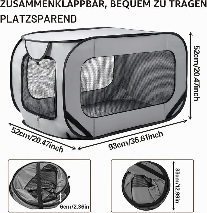 92 * 52 * 52 cm Hundetransportbox Faltbar Oxford-Gewebe Hundetasche Netzstoff transportbox Hund Atmu