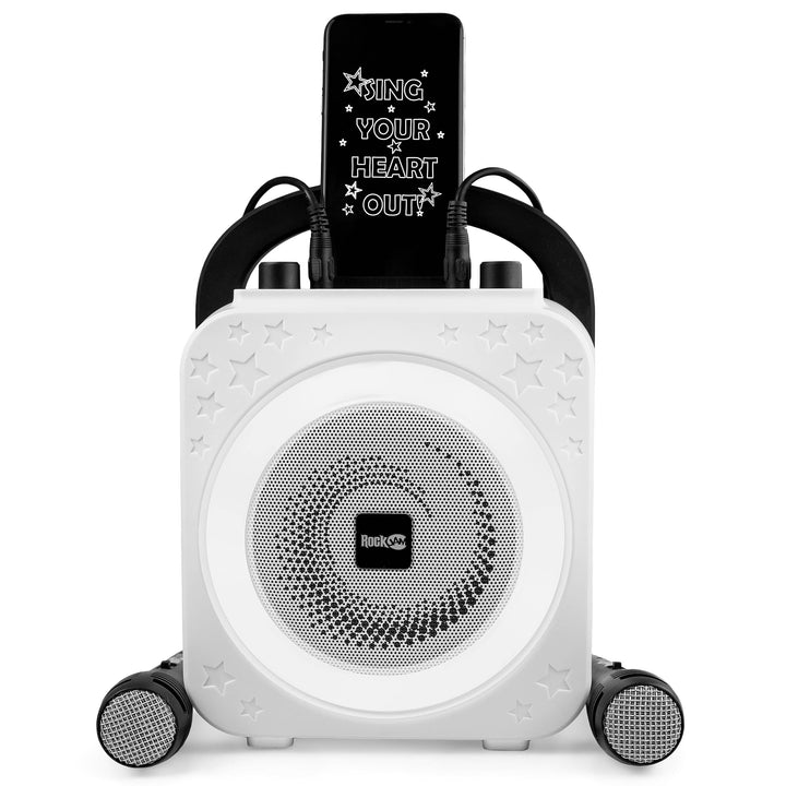 RockJam Ring Bluetooth Karaoke Machine with Two Mics Black Ring Light & Disco Light, Black Ring Ligh
