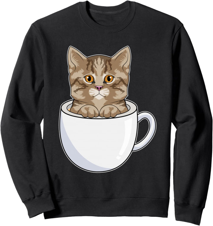Katze Kaffee Tasse Sweatshirt
