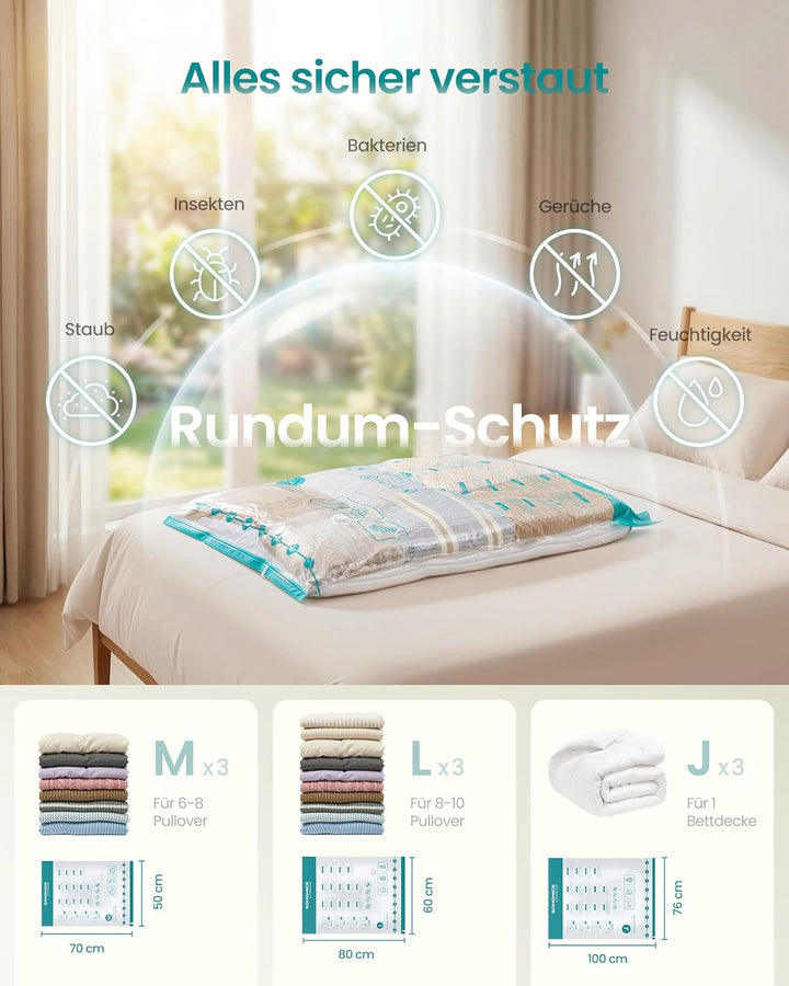 SONGMICS Vakuumbeutel für Kleidung, Vakuumierbeutel, elektrische Pumpe wiederaufladbar, Aufbewahrung