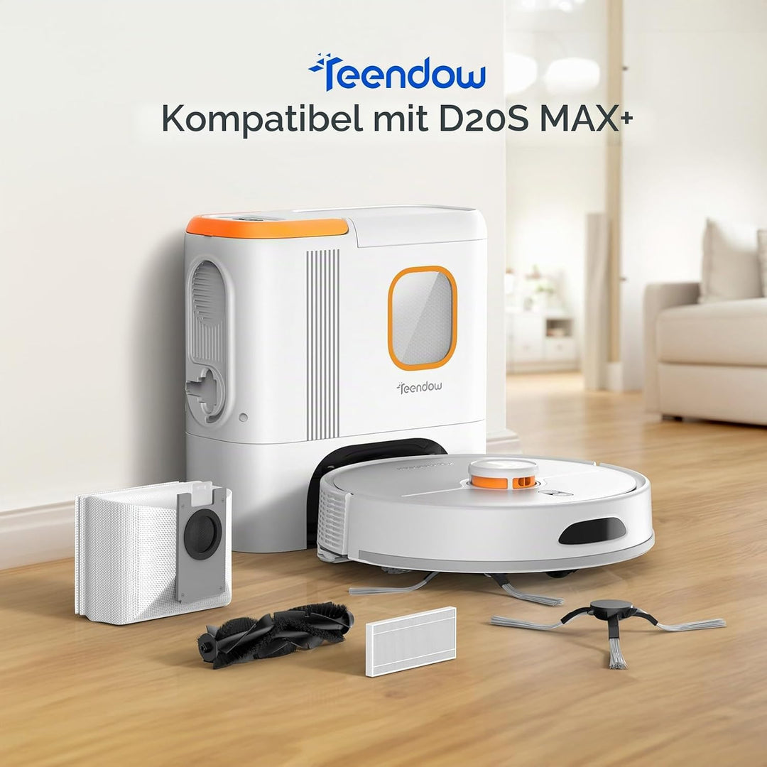 Teendow 9er-Ersatzteile-Set für D20S Max+ Saugroboter mit Wischfunktion - 2 Wischtücher, 2 Seitenbür