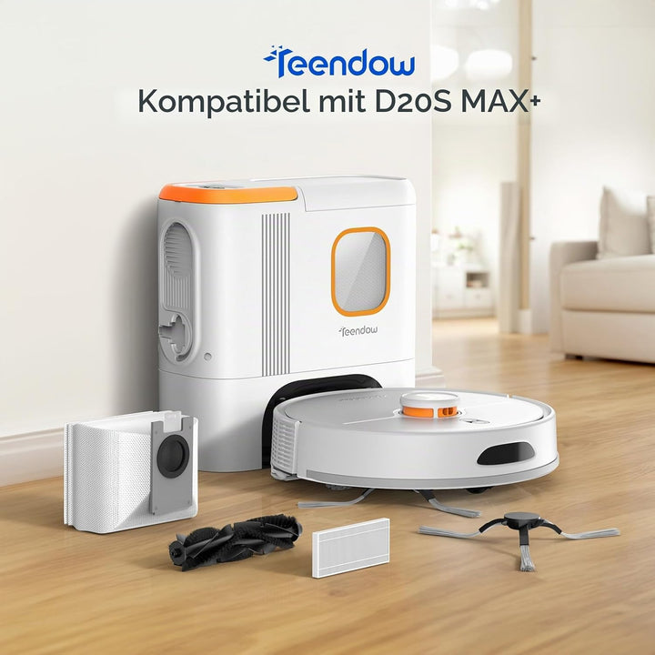 Teendow 9er-Ersatzteile-Set für D20S Max+ Saugroboter mit Wischfunktion - 2 Wischtücher, 2 Seitenbür