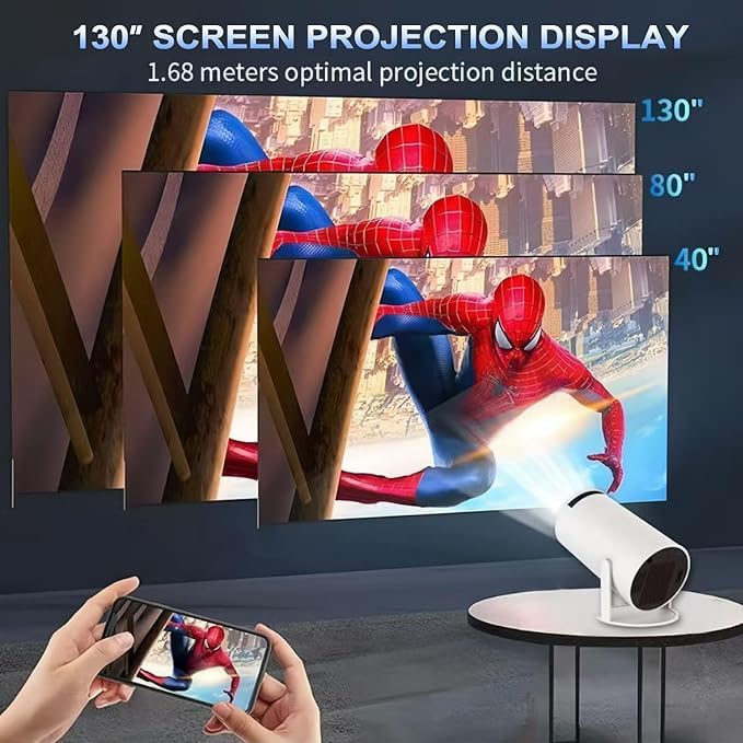 HY300 Pro Mini Beamer, 720P 4K Decoding Projektor mit WLAN & Bluetooth, Tragbarer Heimkino Beamer, H