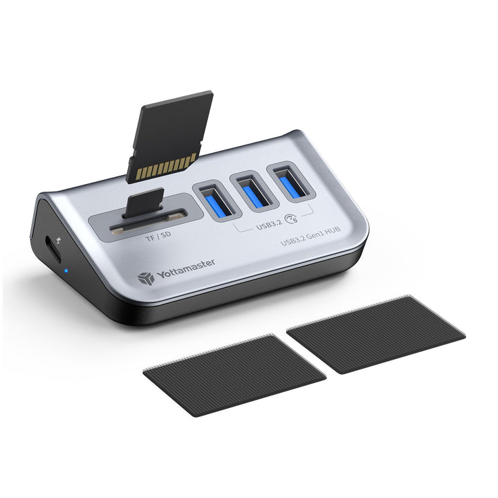 Yottamaster USB Hub mit SD Kartenleser, 5-in-1 USB 3.0 Hub, 3 USB-A 3.0, USB Verteiler mit SD/TF Car