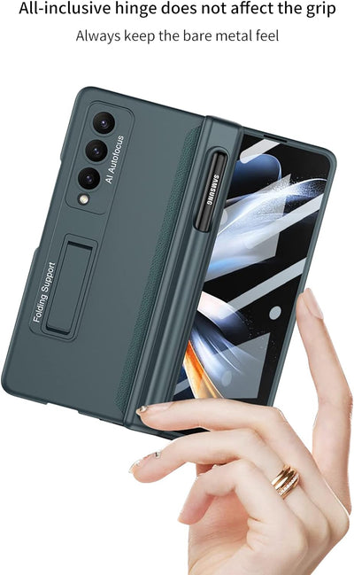 COQUE Samsung Galaxy Z Fold 4 Hülle mit Schutzfolie,Slim Pen Slot Magnetische All-Inclusive Handyhül