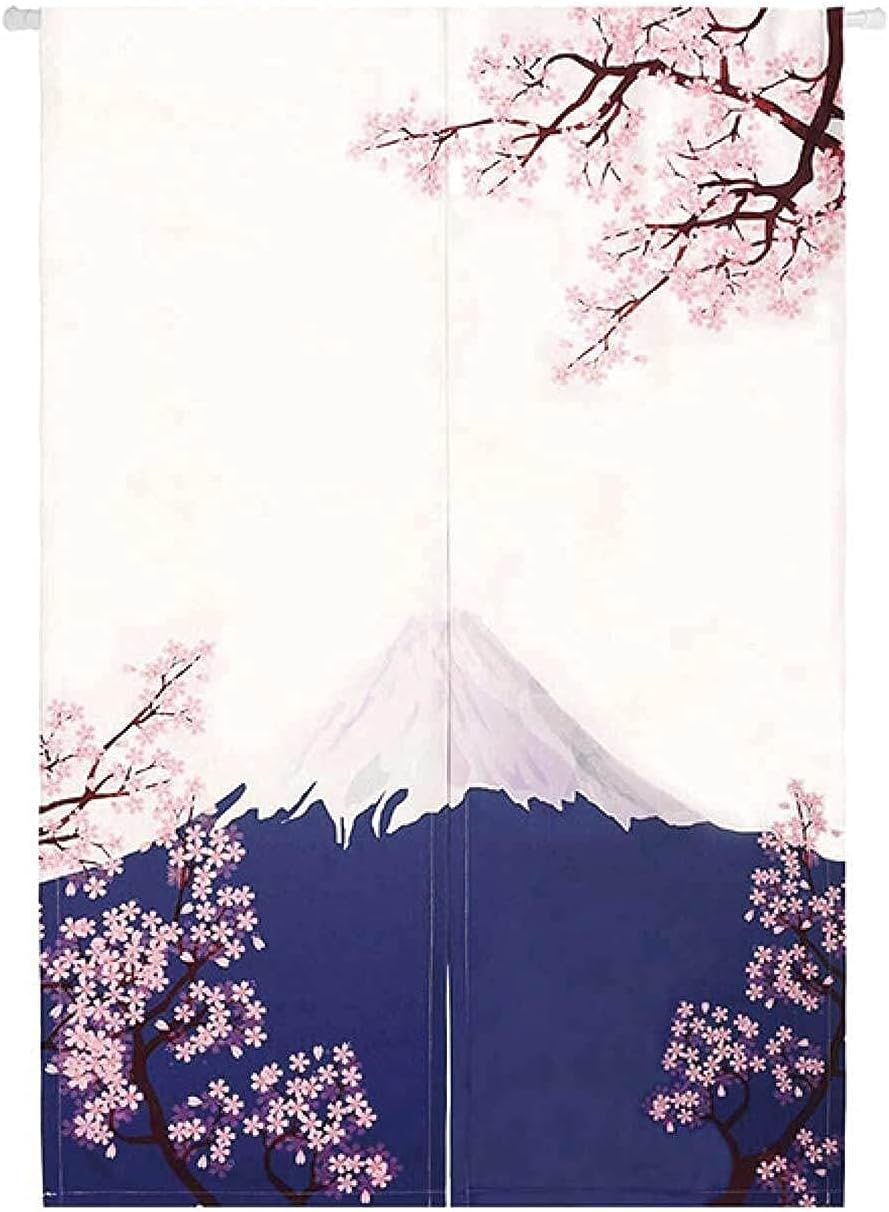 CoolChange Japanischer Türvorhang | 80x130cm | Inkl. Spannstange | Tür Noren aus Stoff | Motiv: Berg