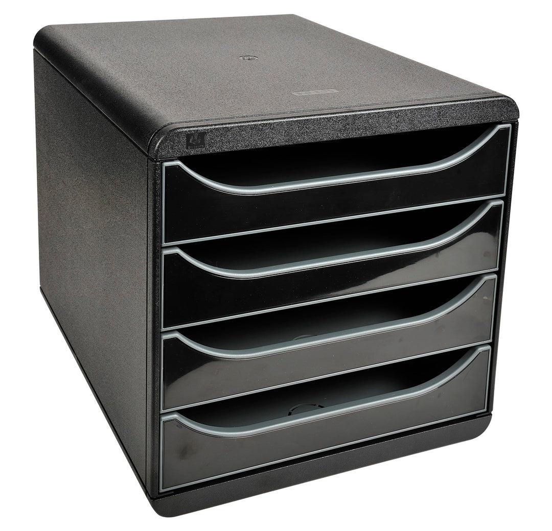 Exacompta 3104214D Premium Ablagebox mit 4 Schubladen für DIN A4+ Dokumente. Belastbare Schubladenbo