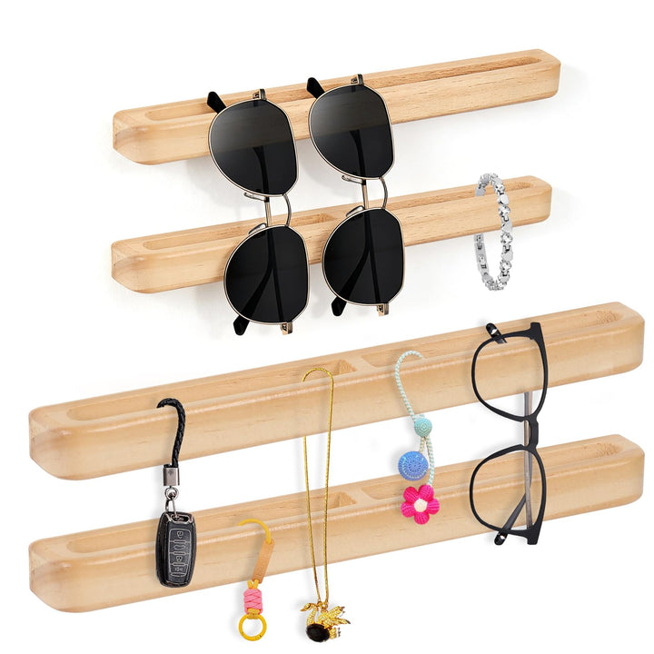 Holz Brillenhalter Wand,4PCS Sonnenbrillenaufbewahrung, Wand Brillenständer Brillenregal zum Aufhäng