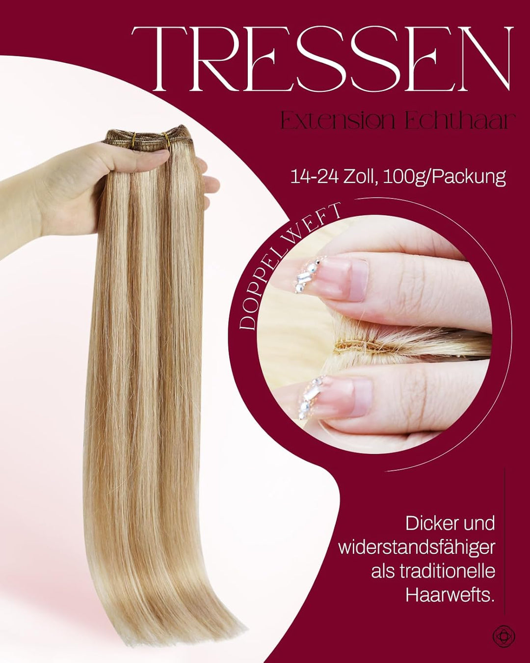 Moresoo Tressen Echthaar Blond Weaving Extensions Hellbraun mit Blond Echthaar Tressen zum Einnähen