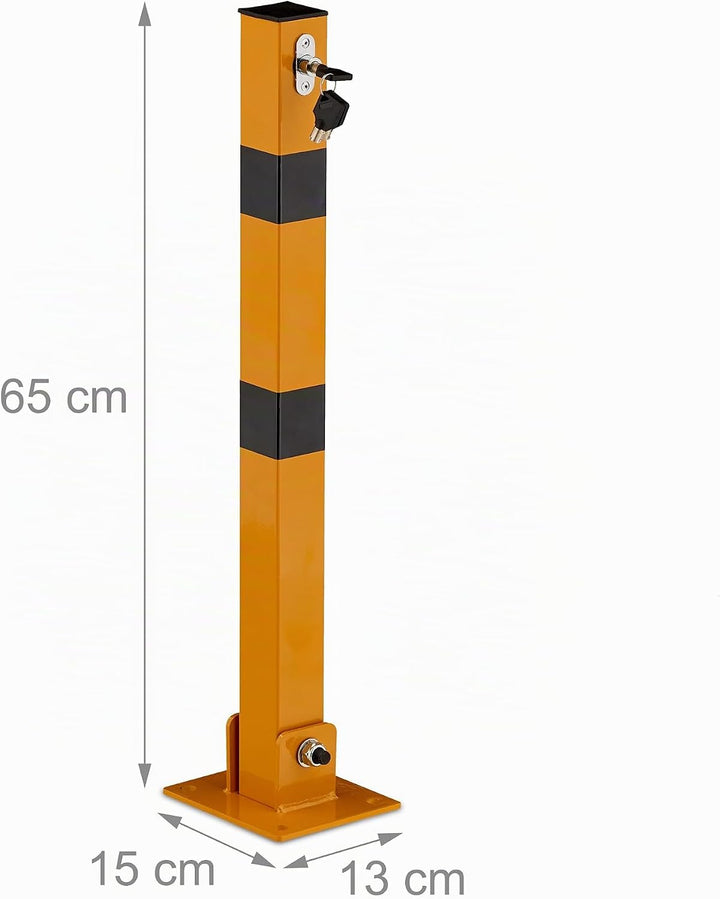 Relaxdays Absperrpfosten, klappbar, Stahl, Parkplatz Absperrung, H: 65 cm, abschliessbar, Parkpfoste