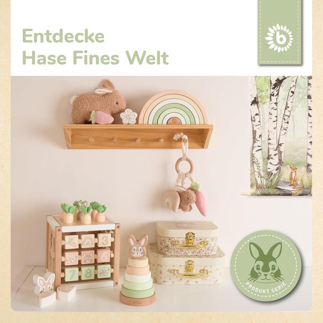 Bieco Motorikwürfel Hase Fine nachhaltiges Holz FSC® | Spielwürfel Baby | Motorikwürfel ab 1 Jahr Ac