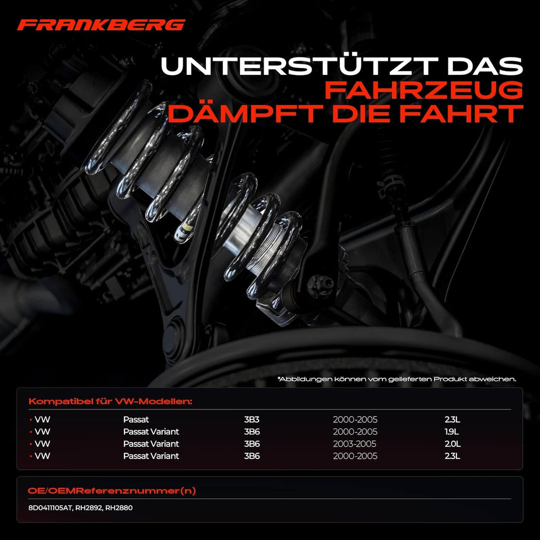 Frankberg 2x Federn Fahrwerksfeder Vorderachse Kompatibel mit P.a.s.s.a.t 3B3 2.3L 2000-2005 P.a.s.s