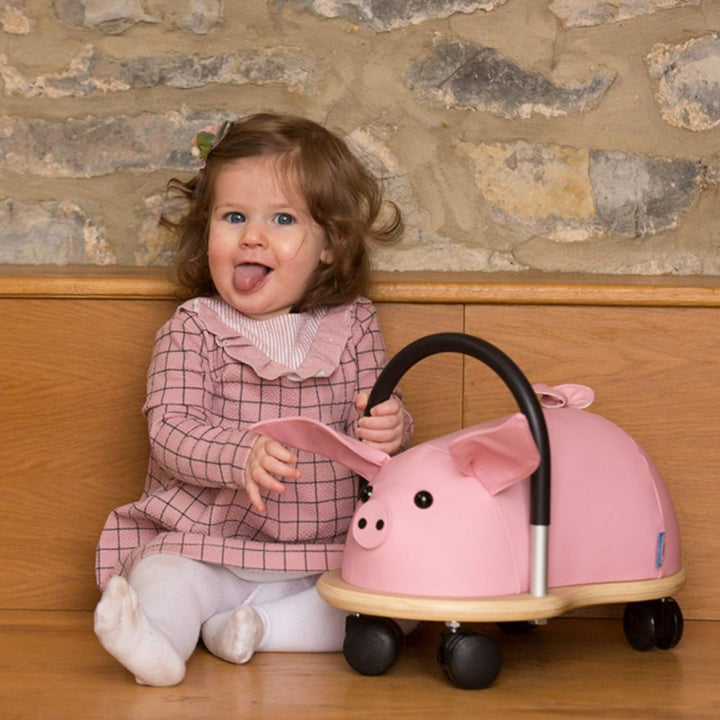 Wheely Bug 51110S Ferkel gross, grosses Holzschwein auf Rollen mit Griff, ultimatives cooles Rutscha