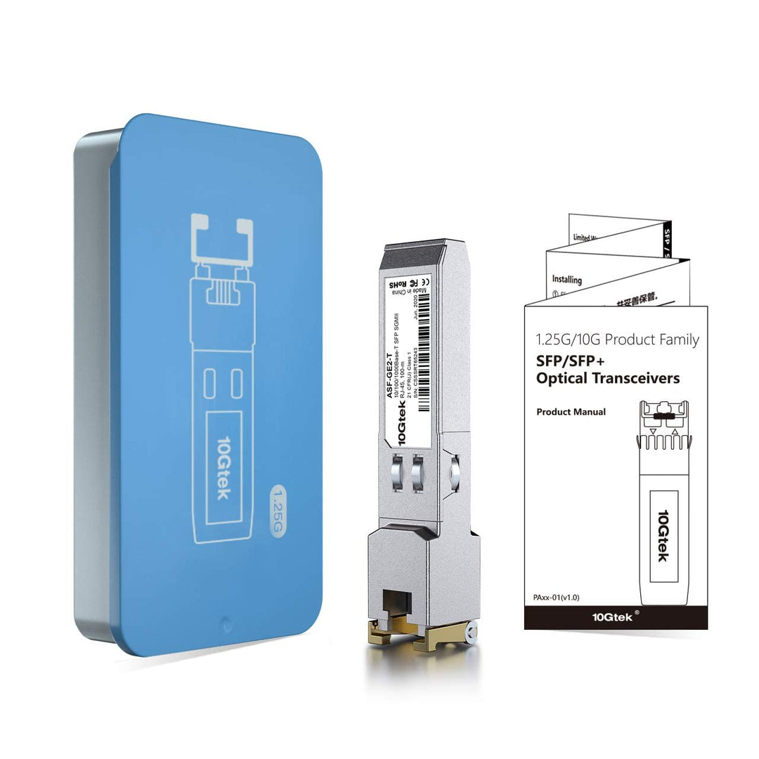 [2 Stück] 10/100/1000Base-T SFP RJ45 Modul, Auto-Negotiation Kupfer Mini-Gbic Transceiver Kompatibel