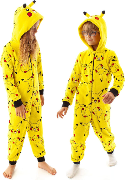 Pokémon Onesie Jungen | Kinder Pyjamas Pikachu Gelb 3D Ohren All In One Outfit | Gamer-Merchandise 1