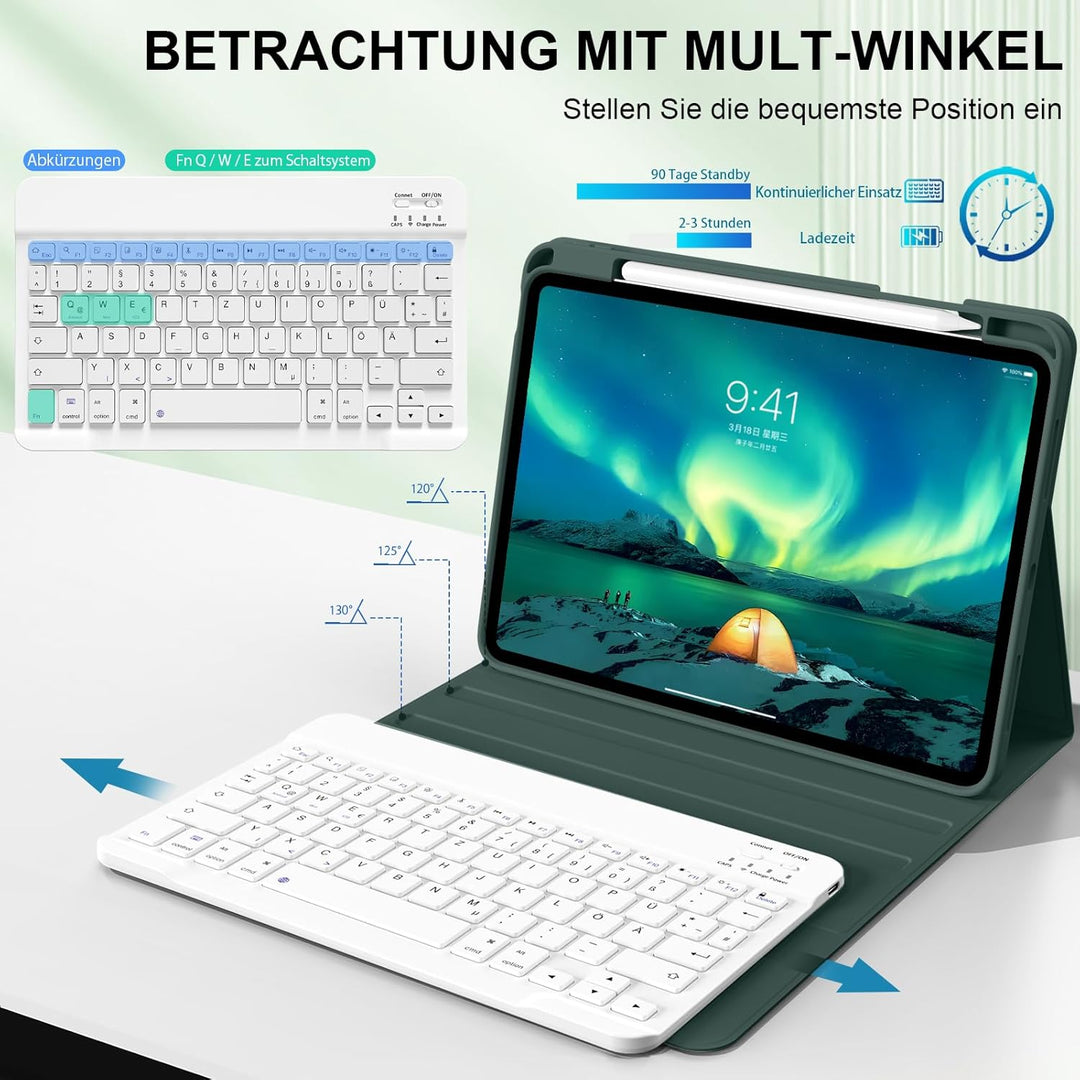 Hülle für iPad (A16) 11. Generation 11 Zoll 2025 mit Tastatur,iPad 10. Generation 10,9 Zoll 2022 Abn