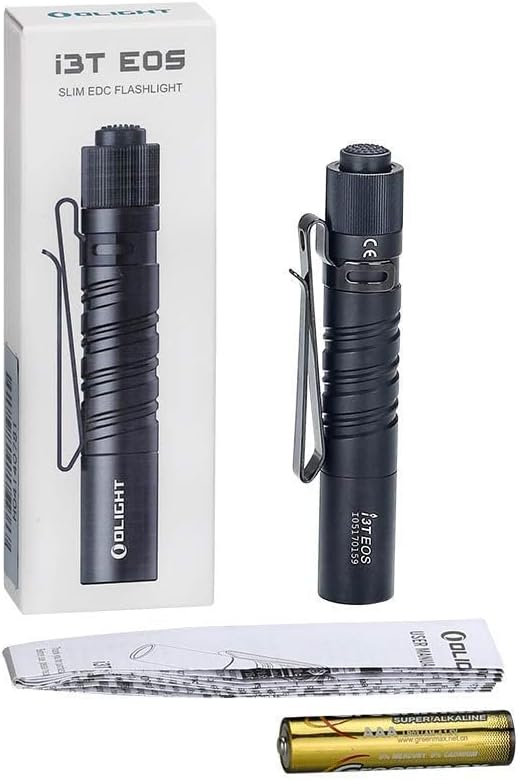 OLIGHT I3T EOS 180 Lumen Mini Taschenlampe mit 2 Helligkeitsstufen, batteriebetrieben, Handlampe, 16
