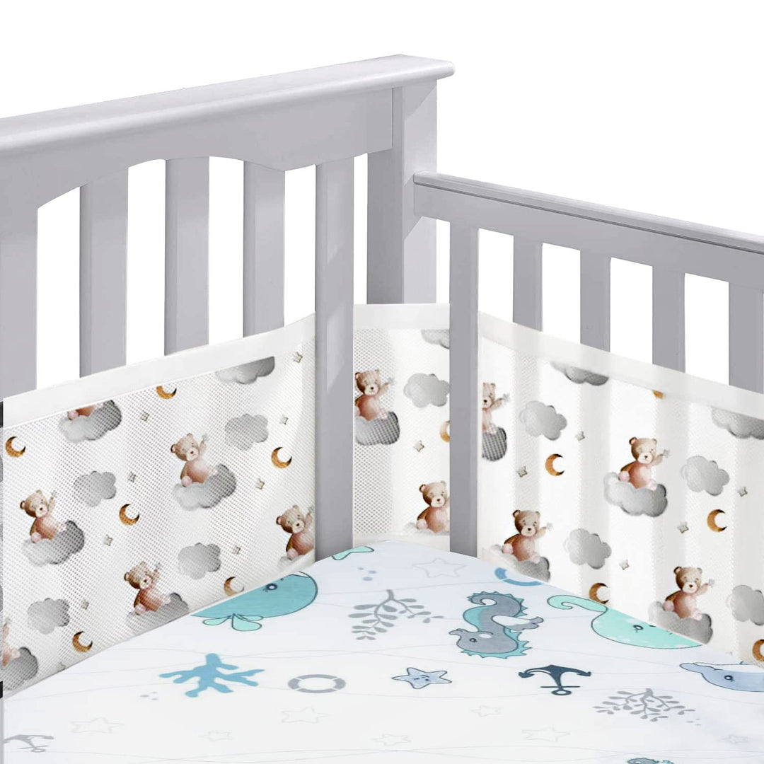 Bettumrandung Babybett,Baby Nestchen Bettumrandung,Kopfumrandung Babybett,Atmungsaktive Krippenumran