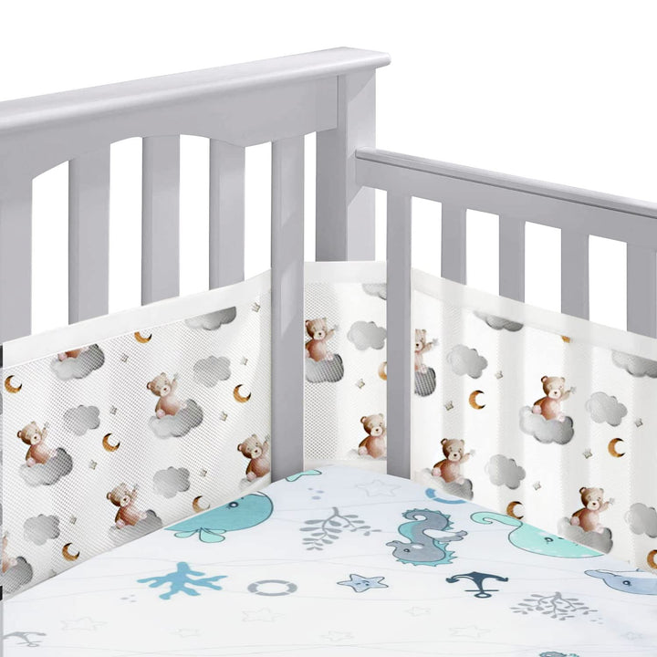 Bettumrandung Babybett,Baby Nestchen Bettumrandung,Kopfumrandung Babybett,Atmungsaktive Krippenumran
