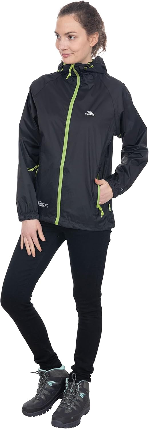 Trespass Unisex Qikpac Jacket Kompakt Zusammenrollbare Wasserdichte Regenjacke (1er Pack) L Schwarz