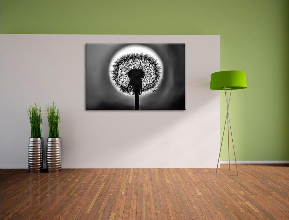 Pixxprint Pusteblume / 100x70cm Leinwandbild bespannt auf Holzrahmen/Wandbild Kunstdruck Dekoration,