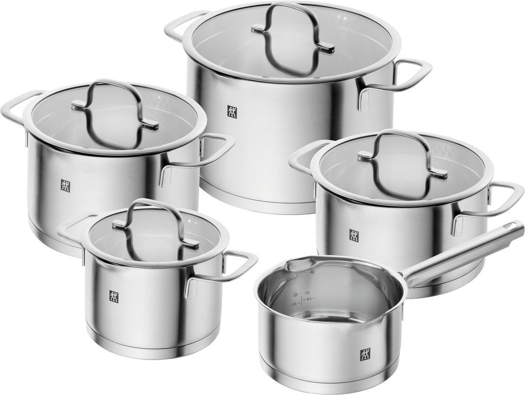 ZWILLING TrueFlow Kochtopfset, 5-teilig, Mit Ausgiessfunktion, Induktionsgeeignet, Edelstahl, Silber