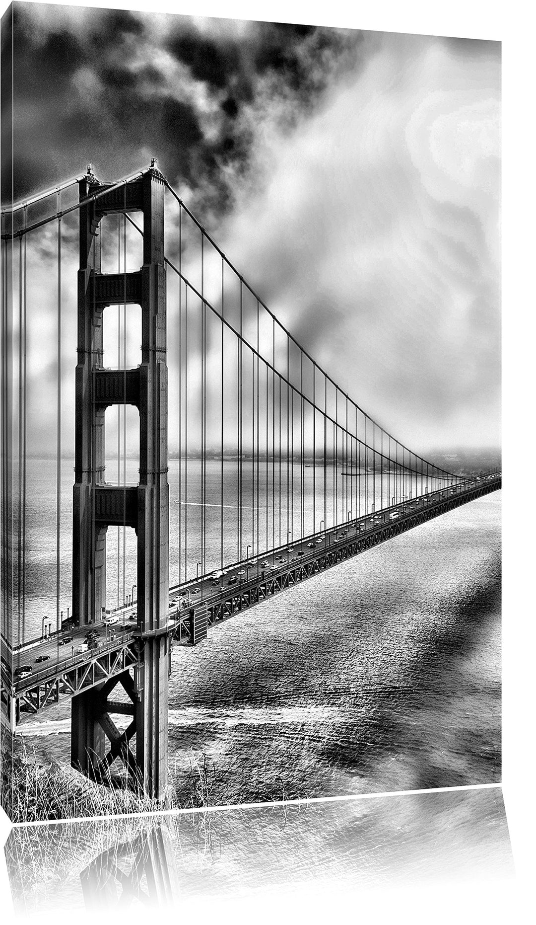 Pixxprint Monocrome, Golden Gate Bridge San Francisco, Format: 100x70 auf Leinwand, XXL riesige Bild