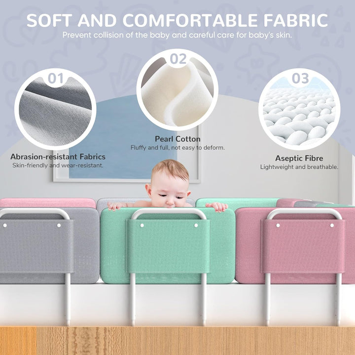 Bettgitter für Kinder – Rausfallschutz und Bettkantenschutz für Babybett und Kinderbett, Höhenverste