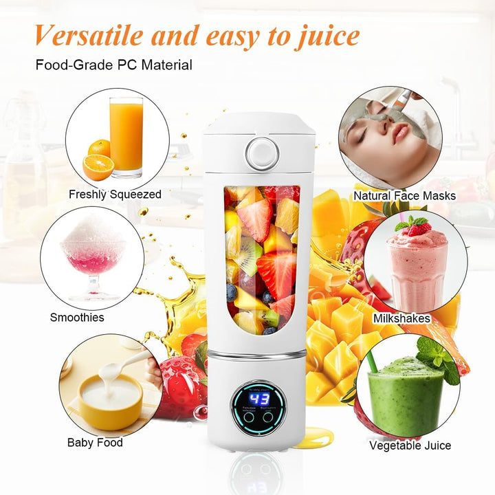Tragbarer Mixer, 700 ml Kleiner Entsafter, Wiederaufladbarer Smoothie Maker, mit 12 Rostfreien Kling