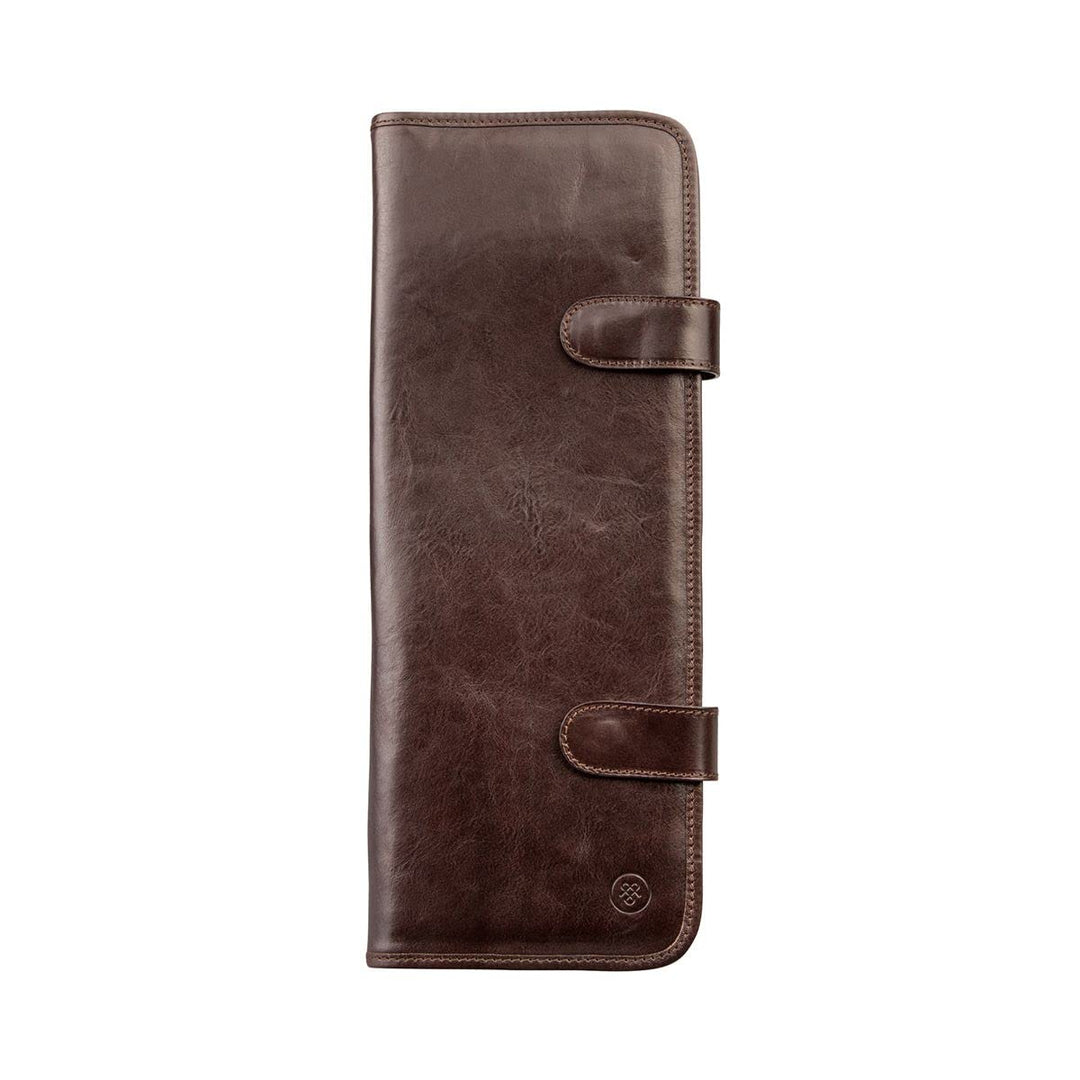 Maxwell Scott Handgefertigtes Herren Leder Krawattenetui Tivoli in Dunkelbraun, Dunkelbraun