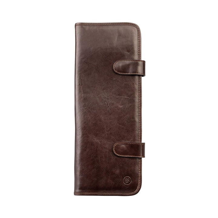 Maxwell Scott Handgefertigtes Herren Leder Krawattenetui Tivoli in Dunkelbraun, Dunkelbraun