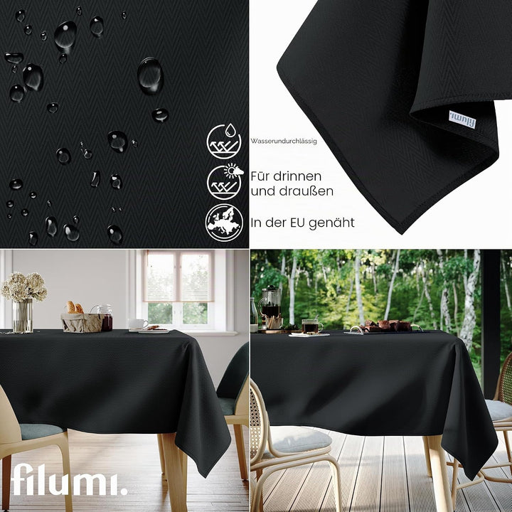 Filumi Tischdecke 60x60 cm Schwarz Abwaschbar Für Indoor Outdoor geometrisches Zickzackmuster Verte