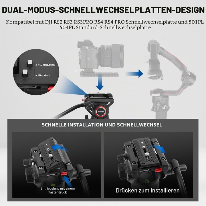 NEEWER 76“ Video Kamera Stativ mit Fluid Kopf, Aluminium Heavy Duty Stativ Stand, Dual Modus QR Plat