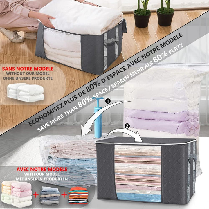 VOUNOT® Grosse Vakuum Aufbewahrungstasche mit Pumpe, 3 Stück Vakuumbeutel, 3 Stück Aufbewahrungstasc