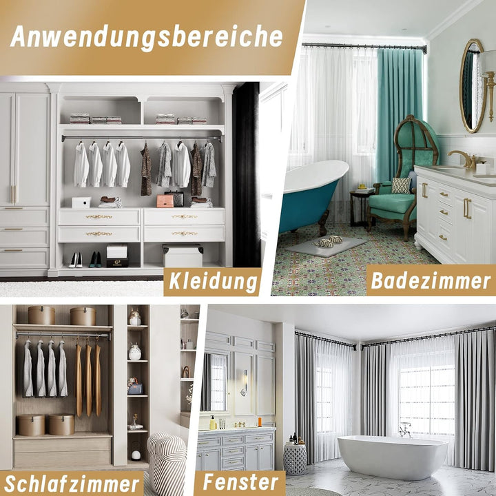 Gardinenstange ohne Bohren - Teleskopstange für Vorhänge, Belastbar bis 85kg, 75-120cm Länge, 33mm D