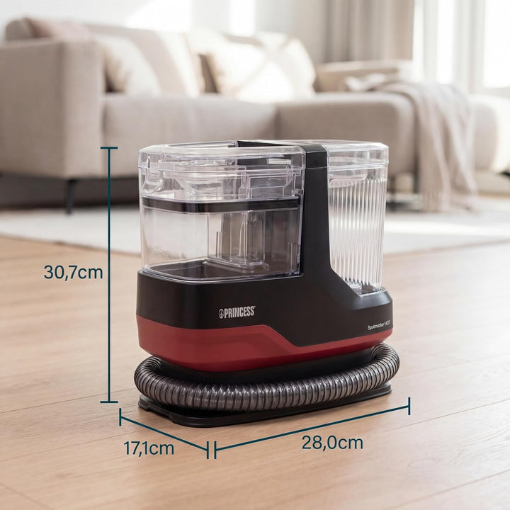 Princess Fleckenreiniger mit Dampffunktion, 1800 W, 4 Reinigungsmodi, 13 Zubehörteile, Flexible Schl
