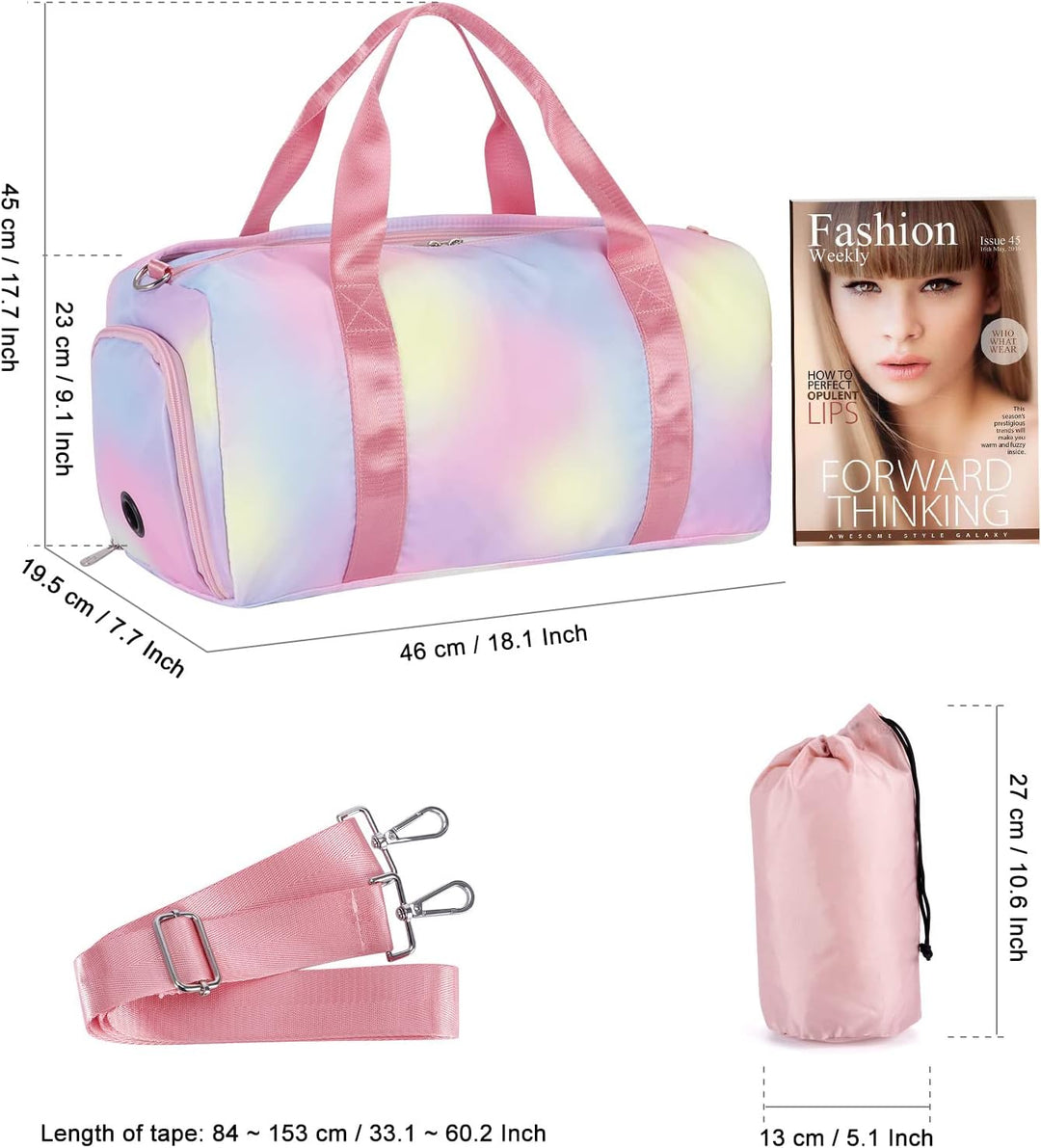 HAWEE Reisetasche Gross Herren Sporttasche Weekender Damen Faltbare Gym Bag mit Schuhfach & Nassfach