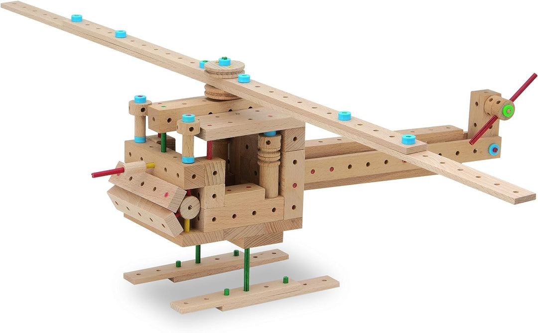 Matador 11407 E407 Baukasten, holzfarben,ab 5 Jahren, bunt