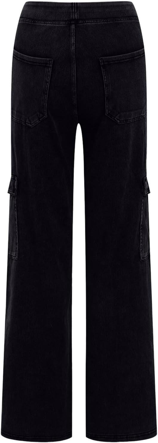 Wide Leg Jeans Damen Cargohose Sommerhosen Leicht Stretch Latzhose Bequeme High Waist Weites Bein Ba