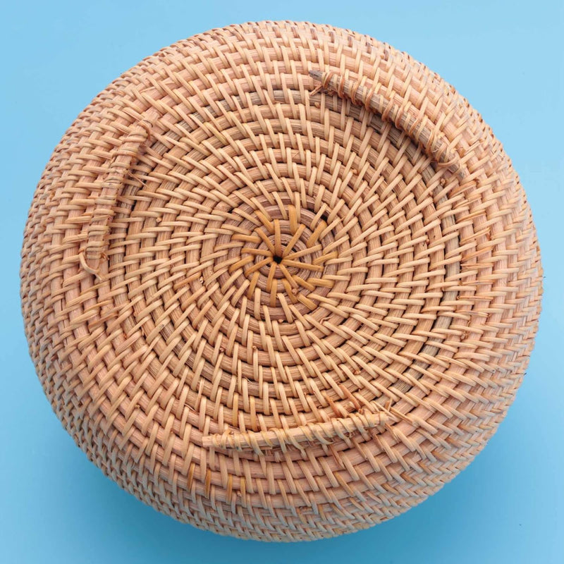 Runde Box aus Rattan, Obstkorb in Weiden mit Deckel für Brotkorb, Aufbewahrungskorb, geflochten, für
