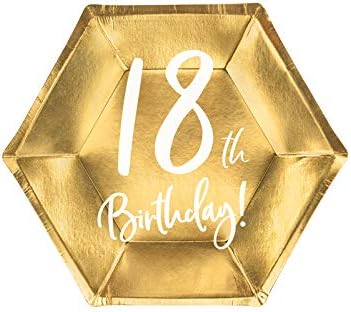 Playflip Party Geschirr 18. Geburtstag Gold Partyset Einweggeschirr 18 Jahre Teller Becher Serviette