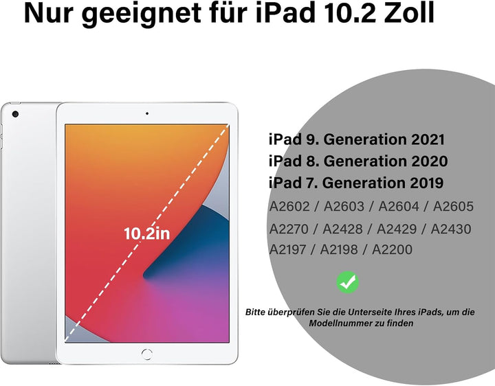 Tastatur Hülle für iPad 10.2 Zoll (9./8./7. Generation - 2021/2020/2019), Soft TPU Rückseite Gehäuse