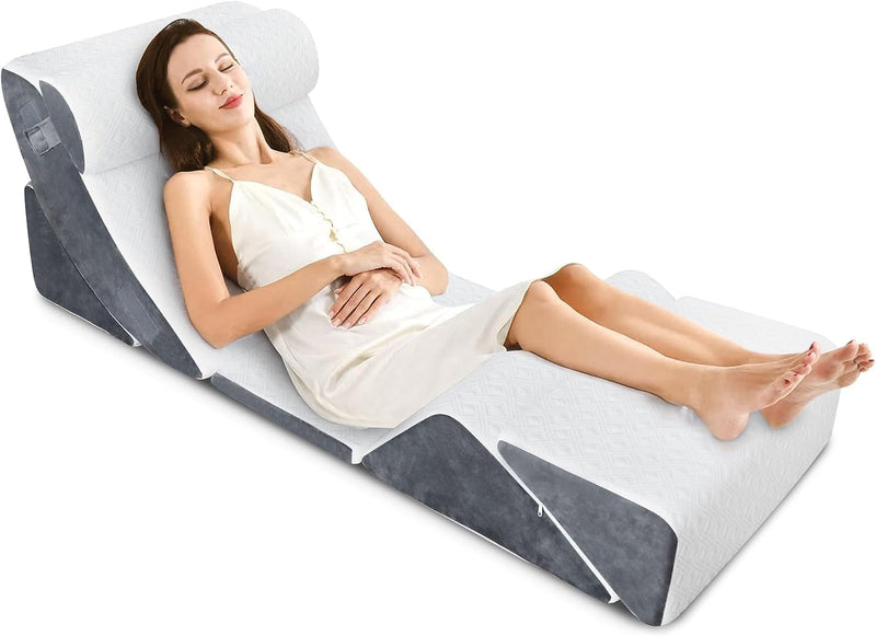 Jolitac 6tlg Keilkissen Set Bettkeil Kissen, Memory Foam Lesekissen Rückenstützkissen Beinkissen zum