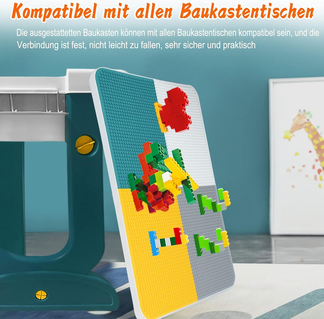AufuN 5 in 1 Kindertisch Aktivitätstisch Höhenverstellbarer mit Stühle Set Spieltisch, Grosse Multif