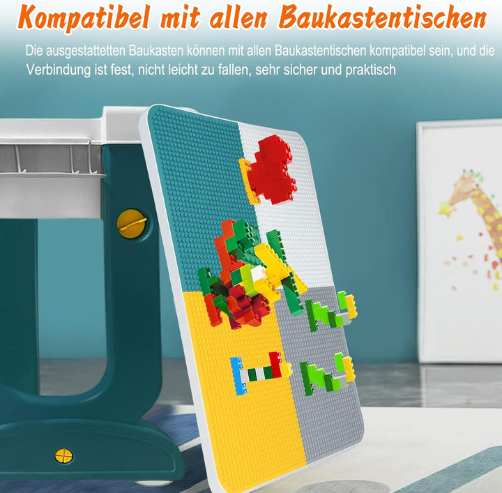 AufuN 5 in 1 Kindertisch Aktivitätstisch Höhenverstellbarer mit Stühle Set Spieltisch, Grosse Multif