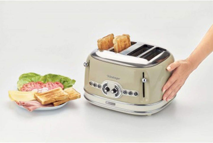 Ariete,156 Toaster im Vintage-Design für 4 Scheiben, 1600 W, 6 Toaststufen, aus lackiertem Edelstahl
