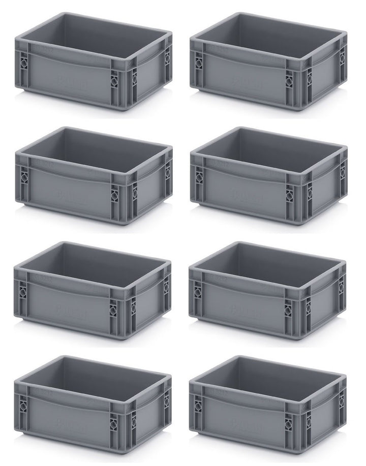 Auer Packaging 8x Eurobehälter 30 x 20 x 12 grau inkl. gratis Zollstock 8er Set